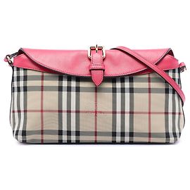 Burberry Leah Umhängetasche aus braunem Haymarket-Check-Canvas
