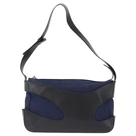 Borsa a spalla con ritagli Salvatore Ferragamo in tela e pelle