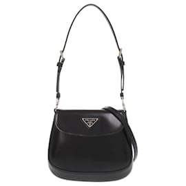 Bolsa de ombro de couro com logo triangular Prada SPAZZOLATO 1BH188