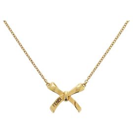 Pendente collana in nastro placcato oro Fendi
