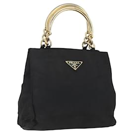 PRADA Borsa a mano con catena in nylon nero e oro Auth gh1687 - Prada