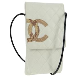 Borsa a Spalla CHANEL Matelassé Cambon in Pelle Bianca e Nera CC Auth BA9742V