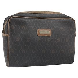 Clutch em lona de favo de mel Christian Dior PVC preto Auth bs32985
