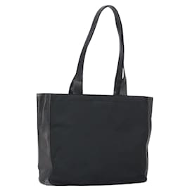 Borsa Tote PRADA in nylon e pelle nera argento Auth gh1640