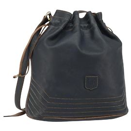 Céline CELINE Purse Shoulder Bag Leather Black Gold Auth 169404