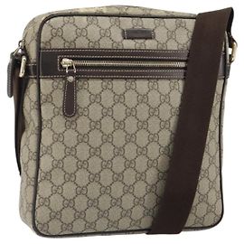 Gucci Borsa a Spalla GG Supreme PVC Beige Oro 201448 Auth 169391