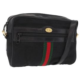 Borsa a Spalla Gucci GG Canvas Web Sherry Line Nera Oro 010 378 Auth 169442