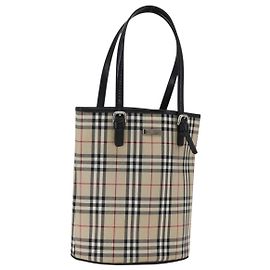 Borsa a mano in nylon beige con motivo Nova Check di Burberry, etichetta blu, argento autentico 169406