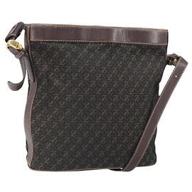 LOEWE Schultertasche aus Canvas Braun Gold Auth gh1652