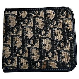 Portafoglio Vintage Dior Oblique Monogram Beige Blu Marino