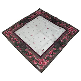 Bufanda Vintage Dior Floral Rosa Marrón Blanco