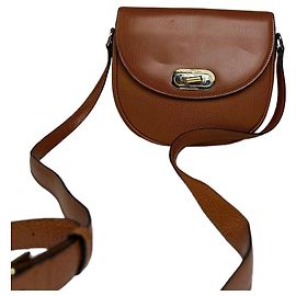 Vintage Courreges Leder Schultertasche Braun