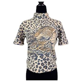 Krizia maglia leopardata in lana a maniche corte