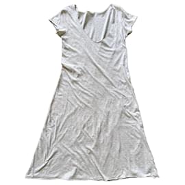 Vestido Majestic de manga corta de mezcla de algodón/lino Gris jaspeado T. 1