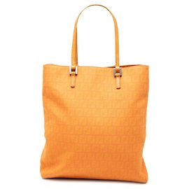 Fendi Orange Zucchino Canvas Tote