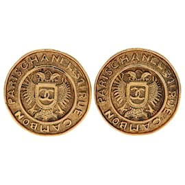 Chanel Gold Plated Rue Cambon Wappen Clip-On Ohrringe