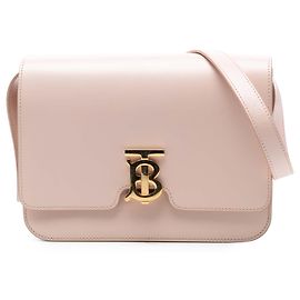 Borsa a tracolla Burberry Pink Medium in pelle di vitello liscia con monogramma TB