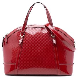 Borsa a mano grande in microguccissima rossa in vernice di Gucci