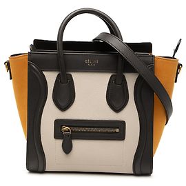 Céline Celine Brown Nano Tricolor Nubuck y Tote de Viaje en Piel de Ternera Texturizada