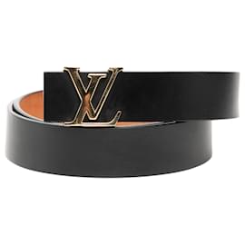 Schwarz Leder Initiales Gürtel von Louis Vuitton