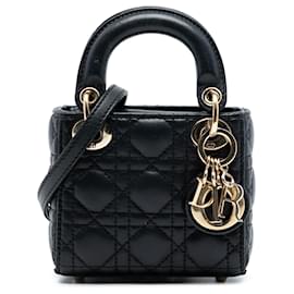 Dior Cannage Lady Dior in agnello nero micro