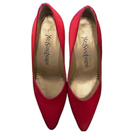 Pompes Satin Rouge YSL Taille 37 - Superbe Vintage ! - Yves Saint Laurent
