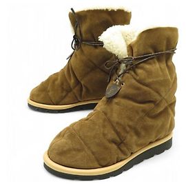 Botines Louis Vuitton Ante Marrón Monograma Shearling
