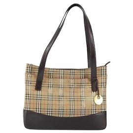 Borsa Tote in tela e pelle con motivo Nova Check di Burberry