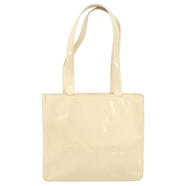 Borsa a spalla vintage Chanel con logo impresso in vernice