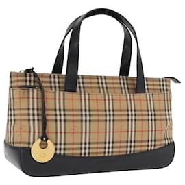 Borsa a mano in tela beige con motivo Nova Check di BURBERRY, dorata, autentica, ep13288