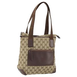 Borsa Tote GUCCI in tela beige argento 019 0402 1705 Auth ep13220