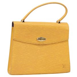 LOUIS VUITTON Bolsa de Mão Epi Malesherbes Tassili Amarelo Jonne M52379 Auth 169040