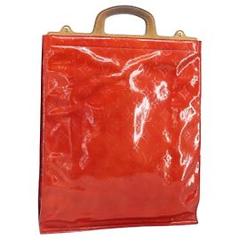 LOUIS VUITTON Borsa Tote Stanton Monogram Vernis Rossa M91078 LV Auth 169097