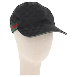 GUCCI GG Canvas Web Sherry Line Cap Schwarz Rot Grün 200035 Auth 163480 - Gucci