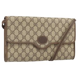 Gucci Borsa a Spalla GG Supreme PVC Beige Oro Auth ka2051