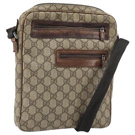 Gucci Borsa a Spalla GG Supreme in PVC Pelle Beige 92551 Auth ka2120