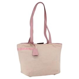 Prada Borsa Tote in Tela Rosa Argento Auth bs33108