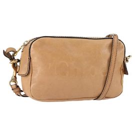 Chloé Sac à épaule Chloe en cuir beige doré Auth BA10274