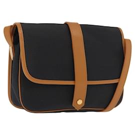 SAINT LAURENT Borsa a Spalla in Tela Rivestita Nera Oro Auth 170468