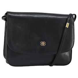 GIVENCHY Shoulder Bag Leather Black Gold Auth bs32997 - Givenchy