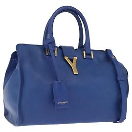 SAINT LAURENT Borsa a Mano Baby Kabas in Pelle 2 in 1 Blu Oro 311210 Auth 168154