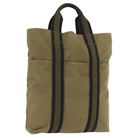 Hermès HERMES Fourre Tout Cabass Bolsa de Mano Lona Caqui Auth 163450