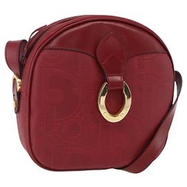 Bolso de Hombro Christian Dior PVC Burdeos Oro Auth ep12962V