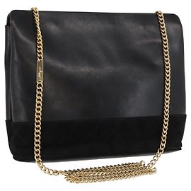 Borsa a spalla a catena Salvatore Ferragamo in pelle nera e oro Auth 149911