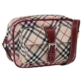 Bolso de hombro Burberry Nova Check Blue Label de nailon beige plateado auténtico bs33073