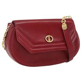Borsa a Spalla Christian Dior in Pelle Rossa e Oro Auth ep13111