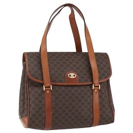 Céline CELINE Macadam Canvas Handtasche aus PVC-Leder in Braun und Gold Auth 170627