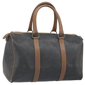 Borsa Boston in tela a nido d'ape PVC nera e dorata Christian Dior Auth 166030