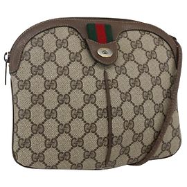 GUCCI GG Supreme Web Sherry Line Tasche aus PVC Beige Gold 904 02 047 Auth ka2077
