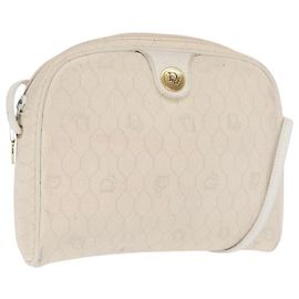 Bolsa de ombro em lona de favo de mel PVC branco e dourado Christian Dior Auth 170269